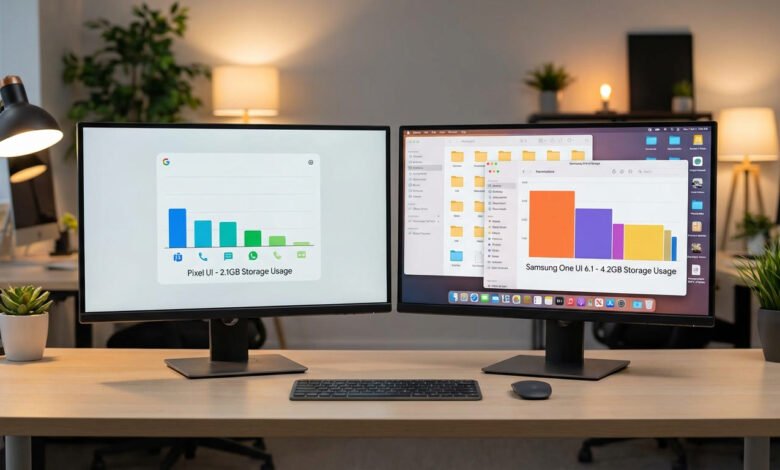 Pixel UI vs One UI storage usage